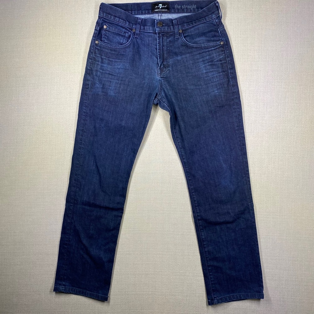 7 For All Mankind Luxe Performance The Straight Jeans Dark Wash Mens 31x29